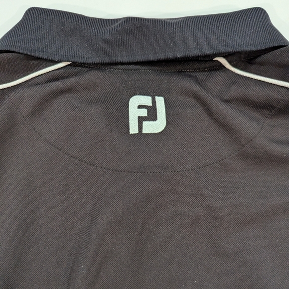 Footjoy Athletic Fit Mens Large L Golf Polo Shirt Black Short Sleeve Performance - Picture 5 of 8